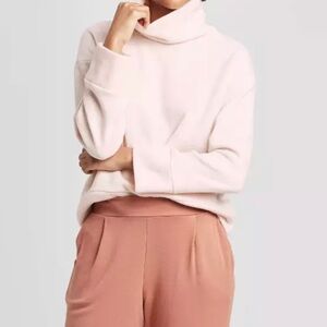 WOMEN'S TURTLENECK COZY PULLOVER LIGHT PINK XXL
